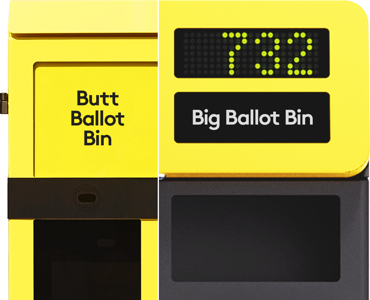 Composite image of the Butt Ballot Bin and the Big Ballot Bin